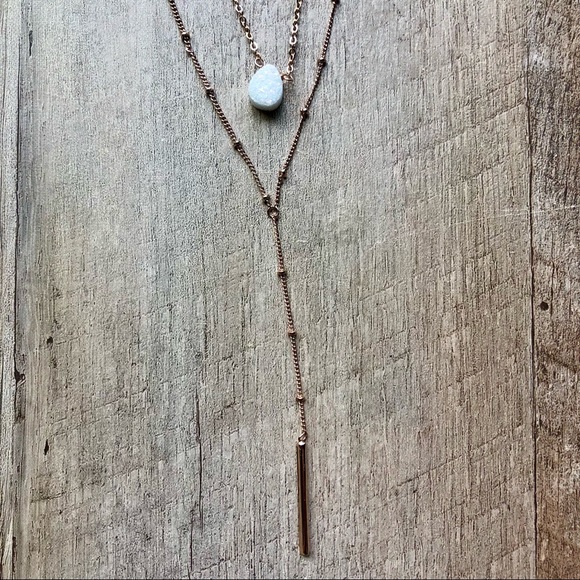 NWOT Set 2 Layering Necklaces & Stud Earring’s, Crystal Layered Necklace, Boho - Picture 5 of 12